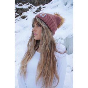 Carhartt Real Fox Fur Puff Beanie (Beige)